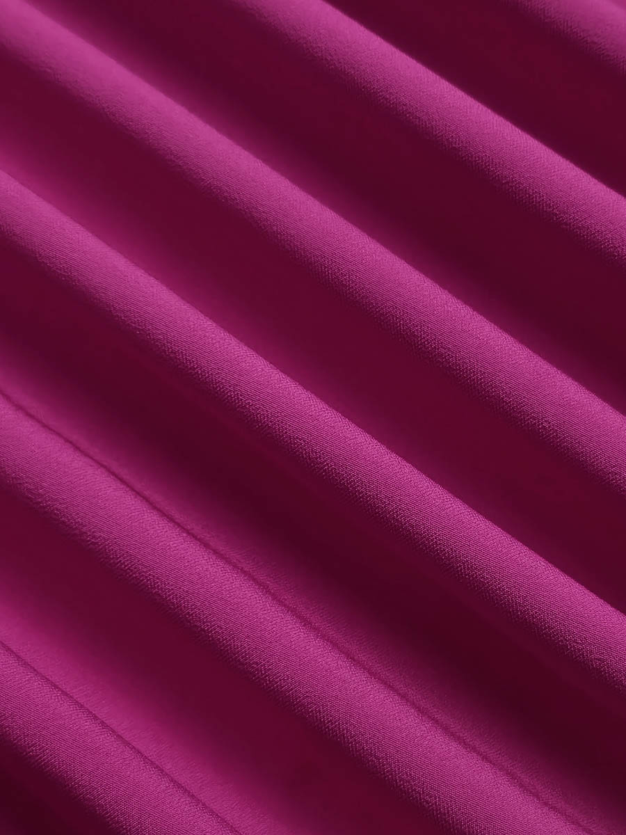Long Sleeves Loose Pleated Solid Color Split-Joint Tiered Round-Neck Maxi Dresses