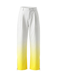 Wide Leg Gradient Pockets Zipper Pants Trousers