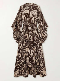 Loose Printed Stand Collar Maxi Dresses