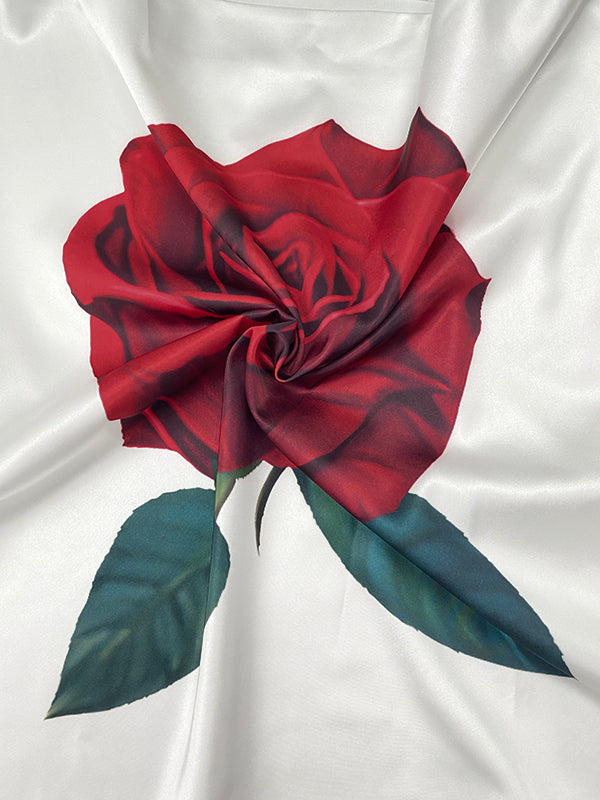 Asymmetric Elasticity Flower Print Long Sleeves Loose One-Shoulder Blouses&Shirts Tops