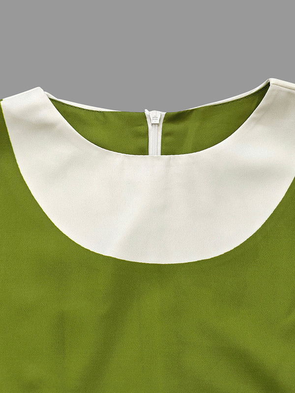 Flower Print Pleated A-Line Loose Round-Neck Mini Dresses