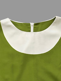 Flower Print Pleated A-Line Loose Round-Neck Mini Dresses