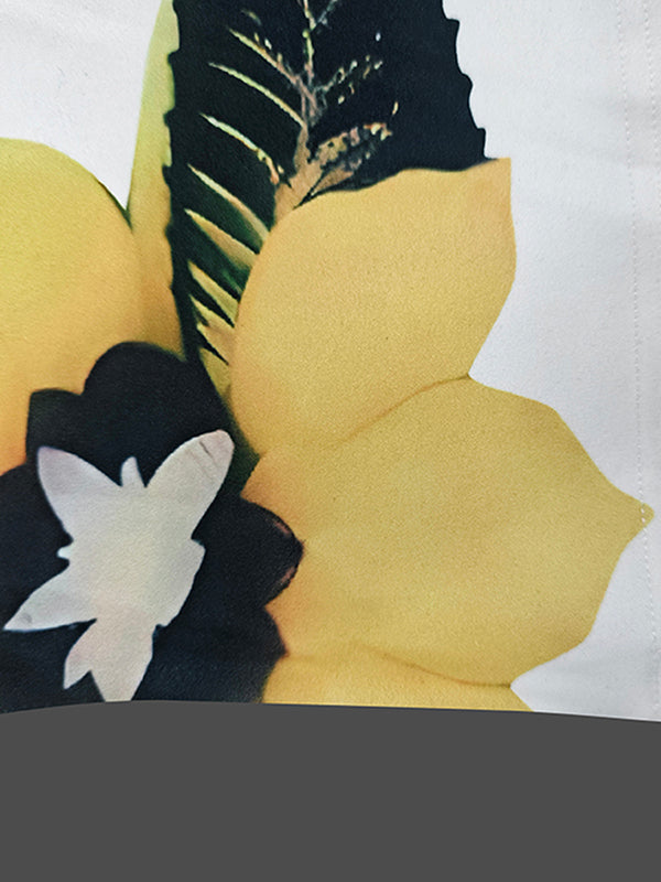 Flower Print Long Sleeves Skinny High Neck T-Shirts Tops