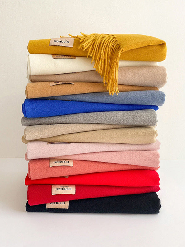 Solid Color Tasseled Scarf Scarfs&Hats