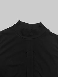 Hollow Pleated Solid Color Split-Joint Bodycon Sleeveless Mock Neck Maxi Dresses