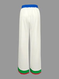 Contrast Color Pockets Striped Column Trousers Casual Pants Bottoms