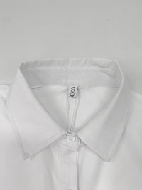 A-Line Loose Pleated Solid Color Split-Joint Lapel Maxi Dresses Shirt Dress