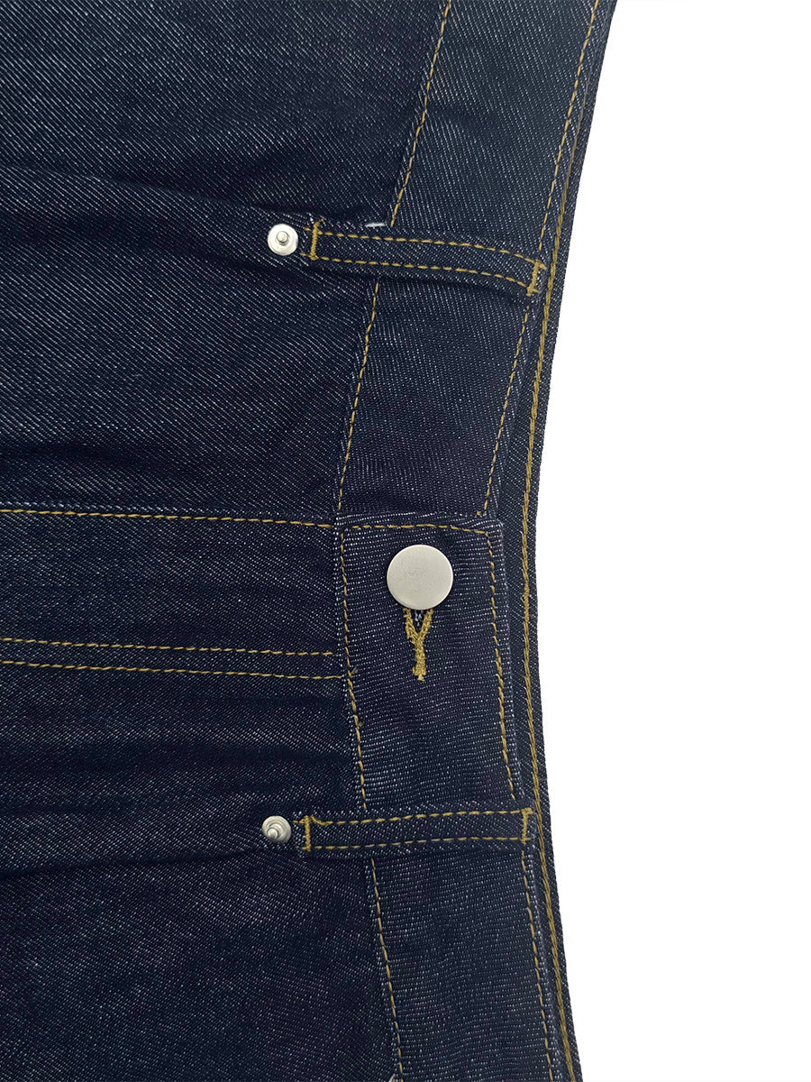 Pleated Pockets Loose Wide Leg Jean Pants Bottoms