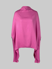Solid Color Batwing Sleeves Irregular clipping Stand Collar Blouses&shirts Tops