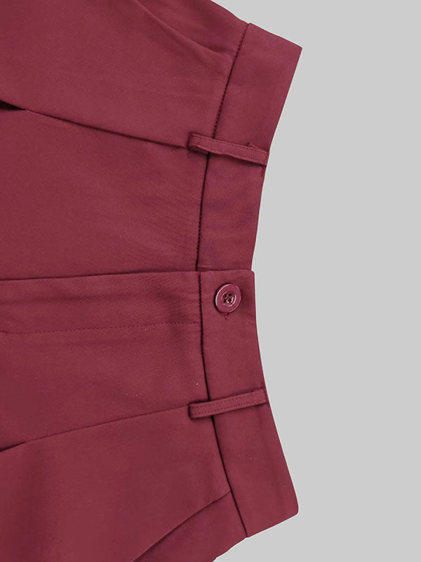 Solid Color Zipper Loose Ninth Pants Trousers Casual Pants Bottoms