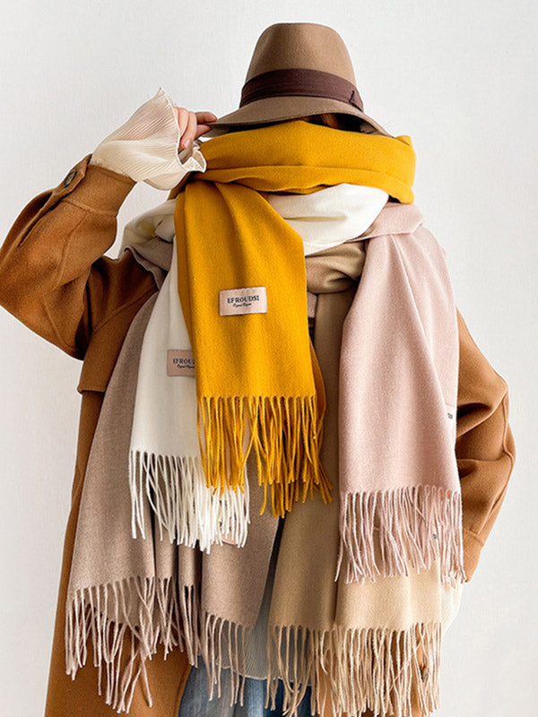 Solid Color Tasseled Scarf Scarfs&Hats
