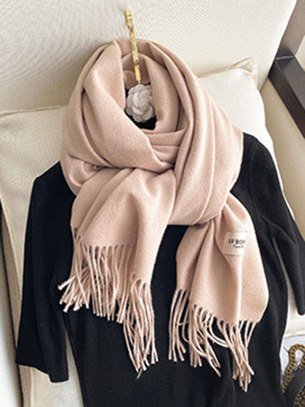 Solid Color Tasseled Scarf Scarfs&Hats