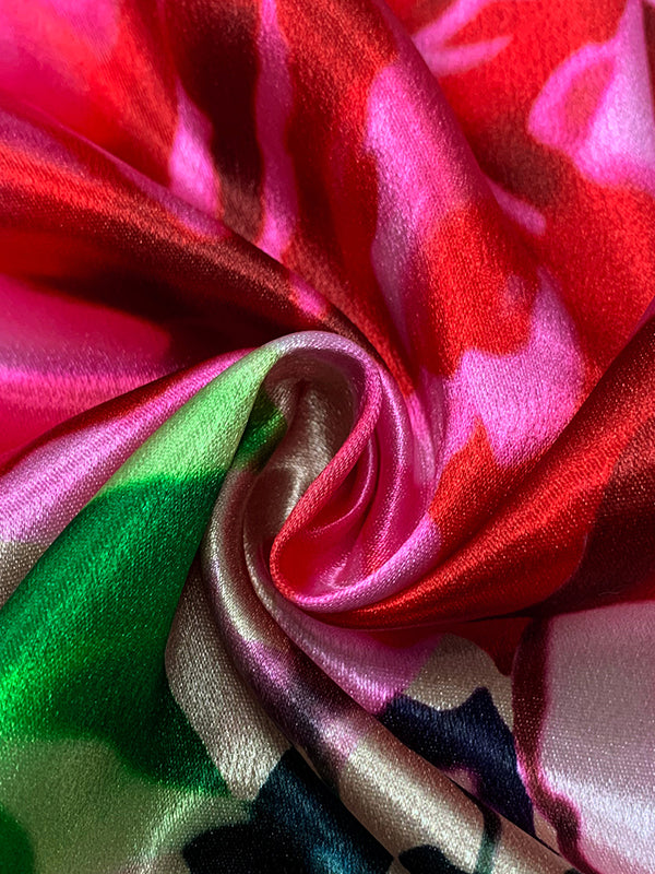 Elasticity Flower Print Split-Front A-Line Half Sleeves V-Neck Maxi Dresses