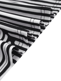 Loose Three-Quarter Sleeves Figure Printed Split-Joint Striped Stand Collar T-Shirts