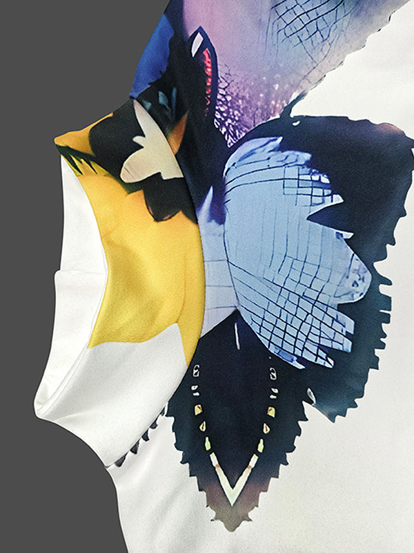 Flower Print Long Sleeves Skinny High Neck T-Shirts Tops