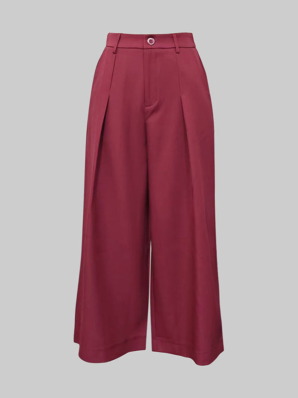 Solid Color Zipper Loose Ninth Pants Trousers Casual Pants Bottoms