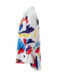 Long Sleeves Loose Buttoned Contrast Color Tied Lapel Blouses&Shirts Tops