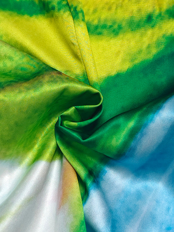 Long Sleeves Loose Flower Print Pleated Pockets One-shoulder Jumpsuits