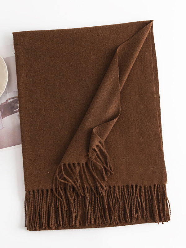 Keep Warm Solid Color Tasseled Shawl&Scarf
