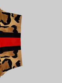 Long Sleeves Skinny Contrast Color Leopard High Neck T-Shirts Tops