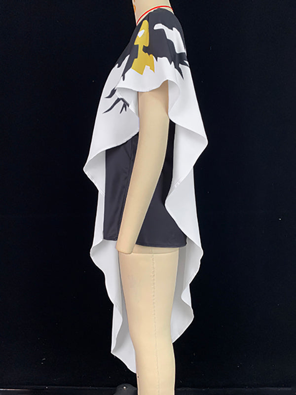 Loose Sleeveless Asymmetric Flower Print One-Shoulder Blouses&Shirts Tops