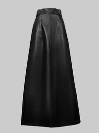 Belted Solid Color A-Line Loose Skirts Bottoms