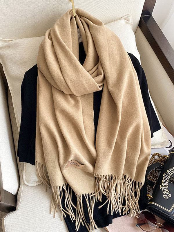 Solid Color Tasseled Scarf Scarfs&Hats