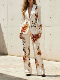 High Waisted Flower Print Pockets Pants Trousers