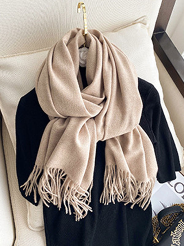 Solid Color Tasseled Scarf Scarfs&Hats