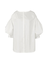 Puff Sleeves Buttoned Solid Color Blouses&Shirts Tops