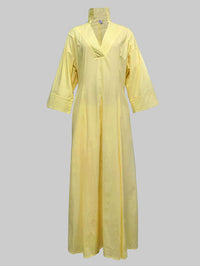 A-Line High Waisted Pleated Solid Color V-Neck Maxi Dresses Shirt Dress