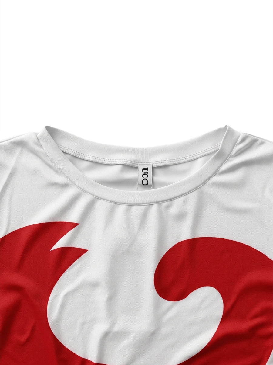 Contrast Color Printed Short Sleeves Round-Neck T-Shirts Tops