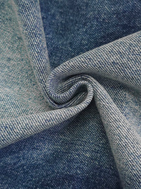 High Waisted Wide Leg Contrast Color Fringed Split-Joint Jean Pants Bottoms