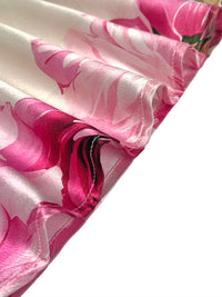 Elasticity Flower Print Pleated A-Line Long Sleeves Mock Neck Maxi Dresses