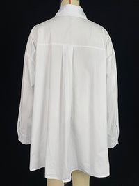 A-Line High-Low Buttoned Pockets Printed Split-Side Stand Collar Blouses&Shirts Tops