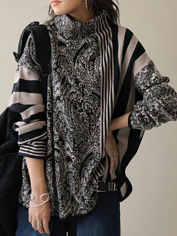 Long Sleeves Loose Striped Pullovers