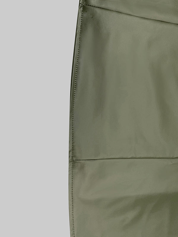 Bowknot Solid Color Split-Joint A-Line Long Sleeves Round-Neck Midi Dresses