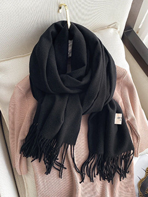 Solid Color Tasseled Scarf Scarfs&Hats