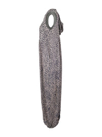 High Waisted Loose Contrast Color Leopard Pleated Pockets Split-Joint Zipper Hooded Anklets Jumpsuits