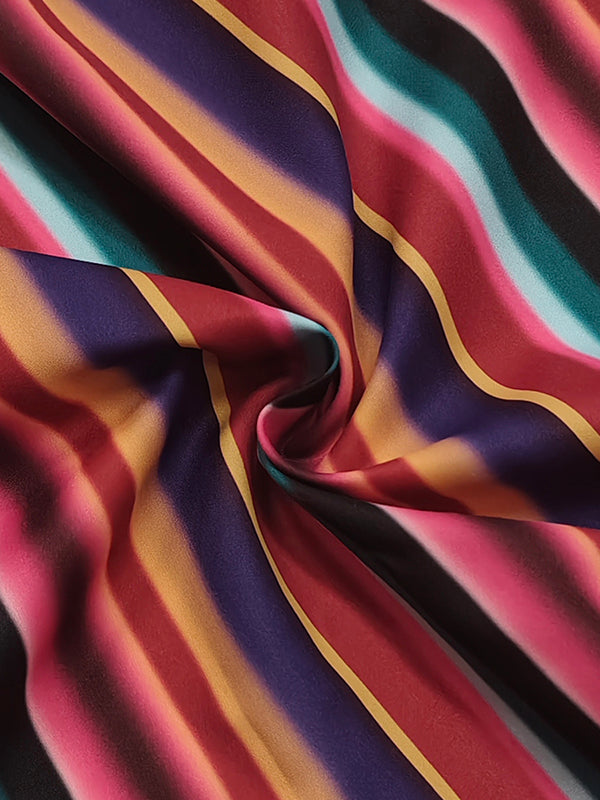 Split-Joint Striped Long Sleeves Loose Lapel Shirt Dress Maxi Dresses