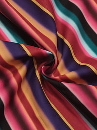 Split-Joint Striped Long Sleeves Loose Lapel Shirt Dress Maxi Dresses