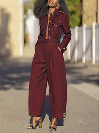 High Waisted Wide Leg Pleated Split-Joint Pants Trousers