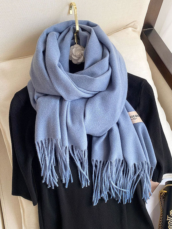 Solid Color Tasseled Scarf Scarfs&Hats