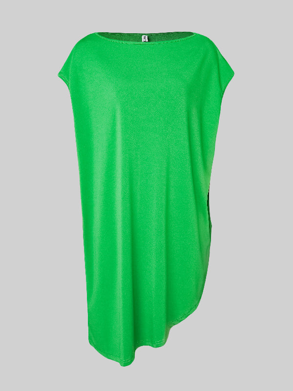 Summer Urban Solid Color Short Sleeves Mini Dress
