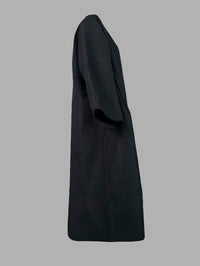 Solid Color Long Sleeves Loose Collarless Woolen Coat