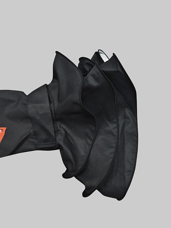 Buttoned Contrast Color Flower Print Flared Sleeves Long Sleeves Lapel Blouses&Shirts Tops