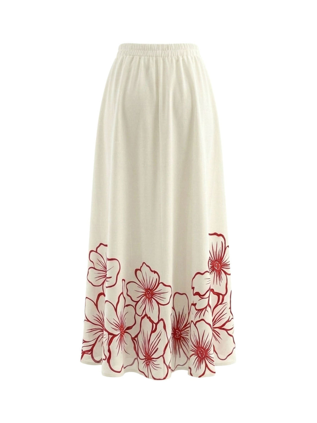 High Waisted Contrast Color Floral Printed Pleated Pockets Skirts Bottoms