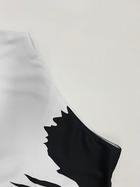 Loose Sleeveless Asymmetric Flower Print One-Shoulder Blouses&Shirts Tops