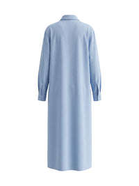 Long Sleeves Loose Buttoned Pockets Solid Color Split-Joint Split-Side Lapel Maxi Dresses Shirt Dress