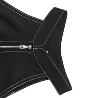 A-Line High Waisted Pleated Pockets Solid Color Zipper Stand Collar Maxi Dresses